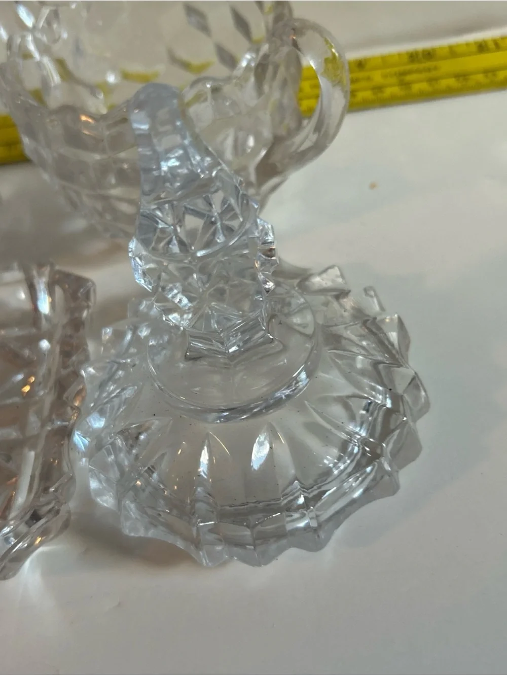 American Brilliant Elegant Cut Glass Creamer, Sugar bowl with Lid, and Tray